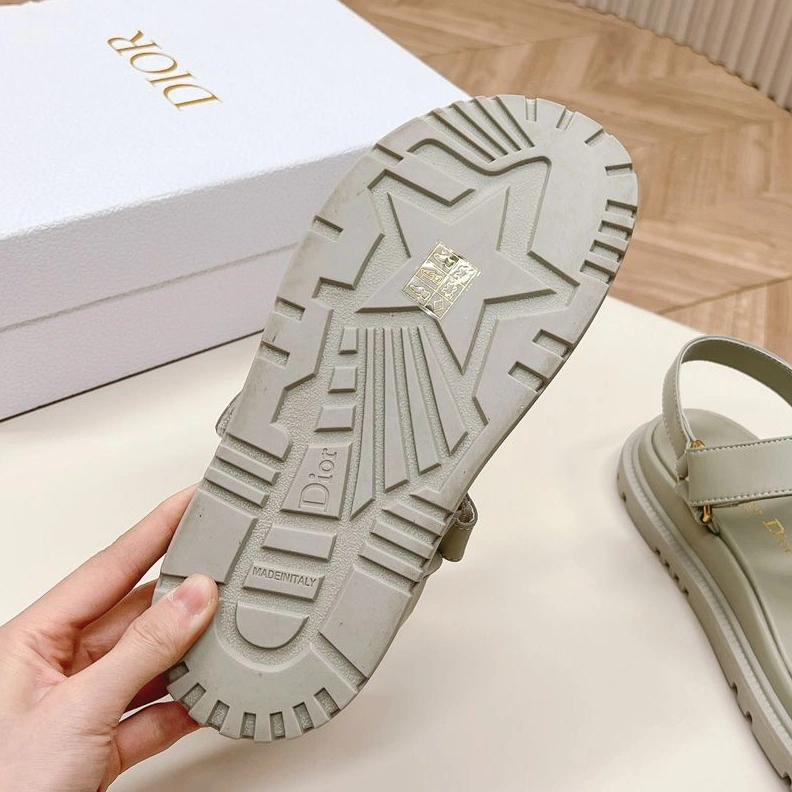Dior D-Wave Sandals Women Calfskin Grey EasyMatch 9564