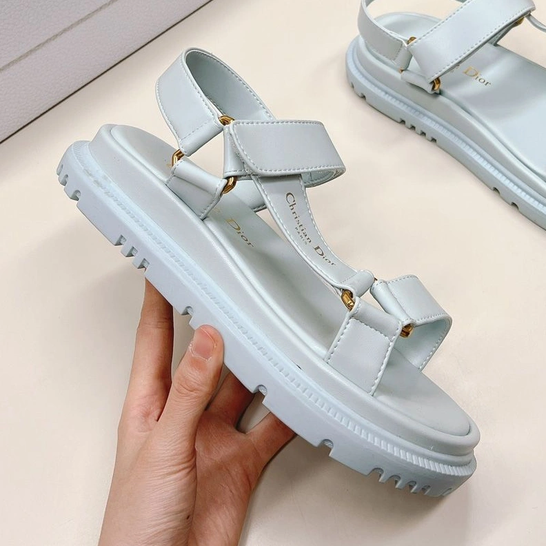 Dior D-Wave Sandals Women Calfskin Light Blue StreetReady 2626