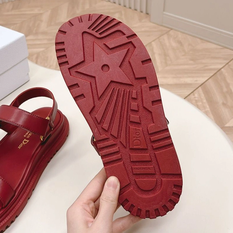 Dior D-Wave Sandals Women Calfskin Red Comfortable 5901
