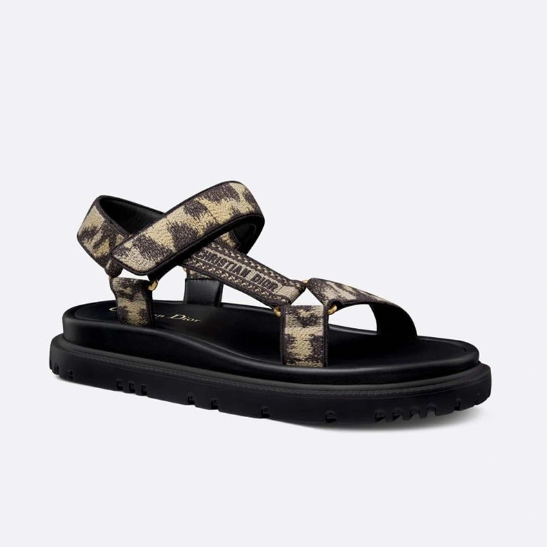 Dior D-Wave Sandals Women Mizza Motif Canvas Beige GoodFit 9010