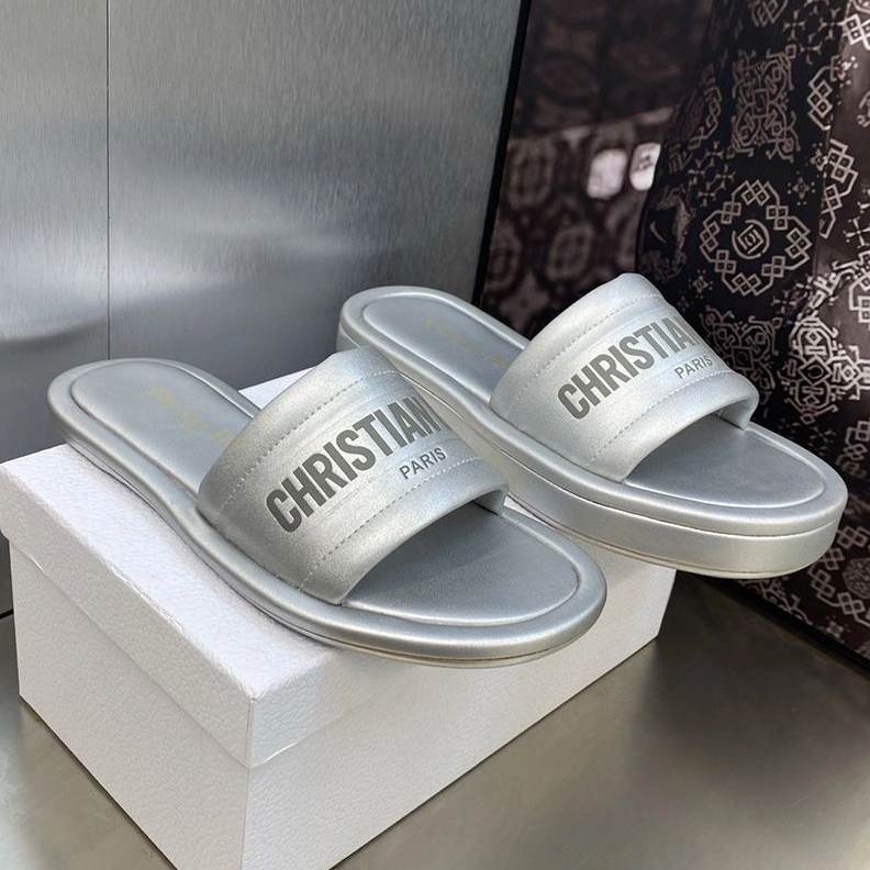 Dior Every-D Slides Women Lambskin Silver HighQuality 6541