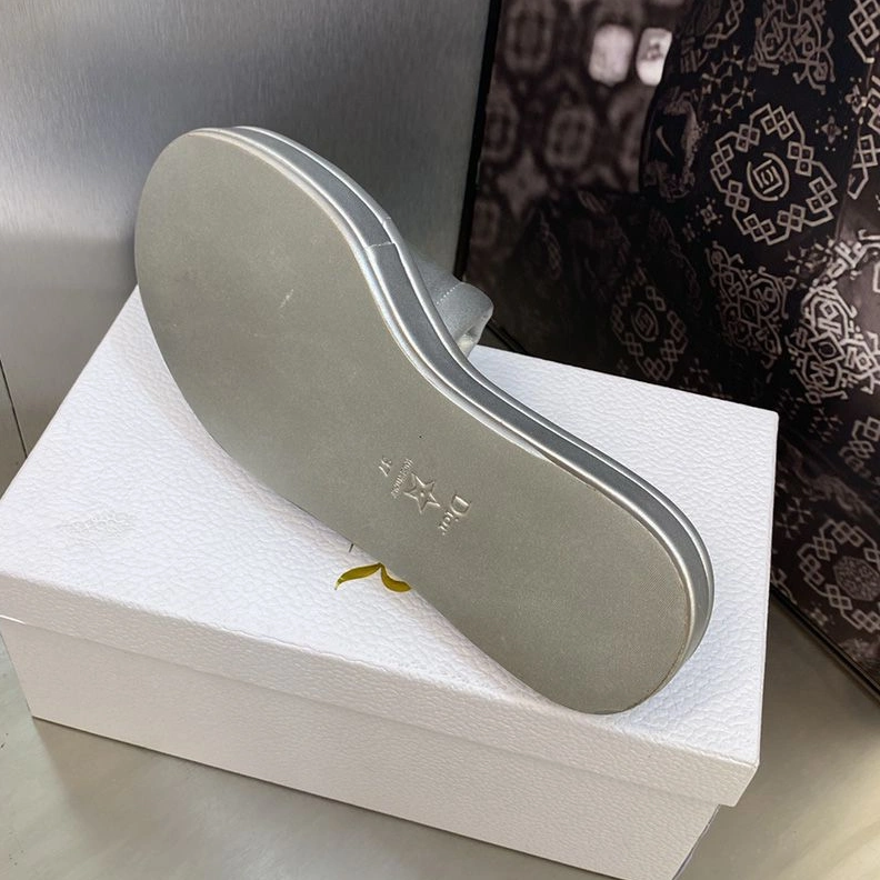 Dior Every-D Slides Women Lambskin Silver HighQuality 6541