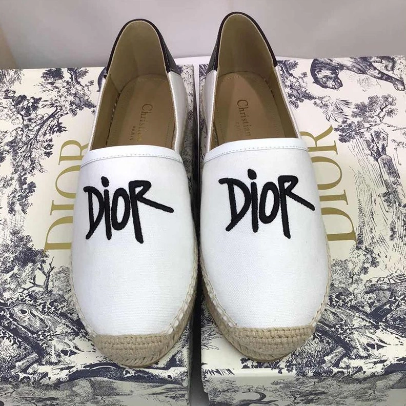 Dior Granville Espadrilles Women Shawn Logo Motif Canvas White NewStyle 244