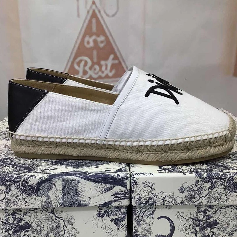 Dior Granville Espadrilles Women Shawn Logo Motif Canvas White NewStyle 244