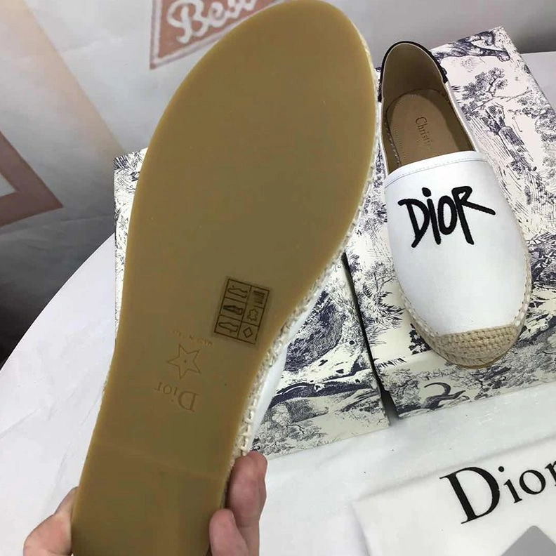 Dior Granville Espadrilles Women Shawn Logo Motif Canvas White NewStyle 244