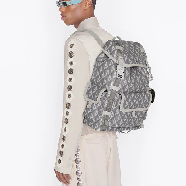 Dior Hit The Road Backpack CD Diamond Motif Canvas Grey SmartChoice 7121