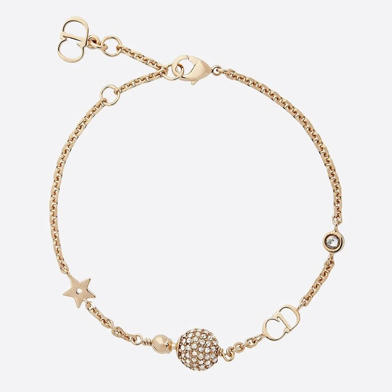 Dior La Petite Tribale Bracelet Metal and White Crystals Gold Affordable 8986