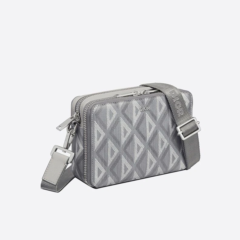 Dior Messenger Pouch CD Diamond Motif Canvas Grey GoodFit 4454