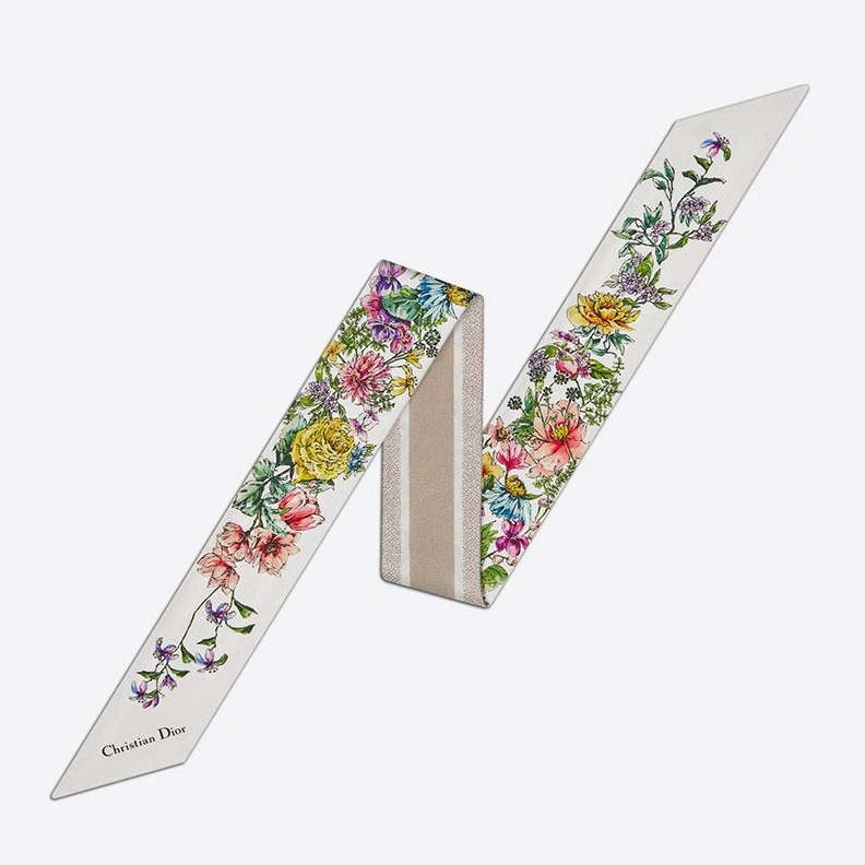 Dior Mitzah Twill D-Floral Motif Silk White BestValue 1082