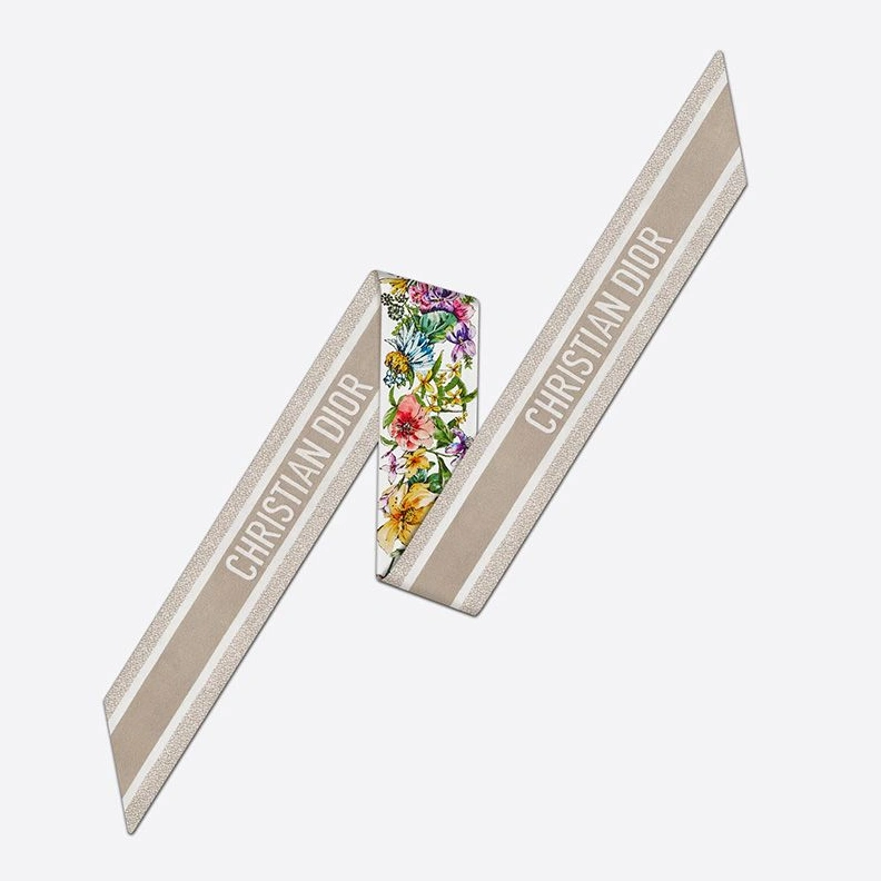 Dior Mitzah Twill D-Floral Motif Silk White BestValue 1082