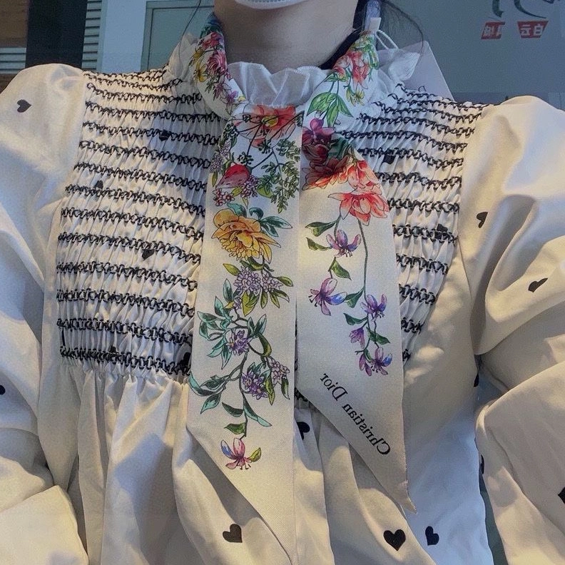 Dior Mitzah Twill D-Floral Motif Silk White BestValue 1082