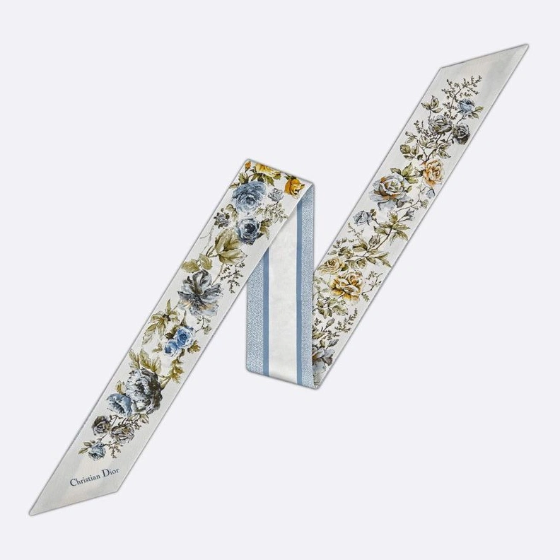 Dior Mitzah Twill Granville Motif Silk White Blue ModernLook 9846