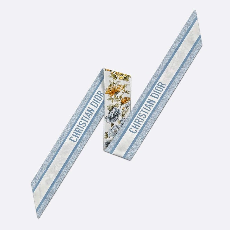 Dior Mitzah Twill Granville Motif Silk White Blue ModernLook 9846