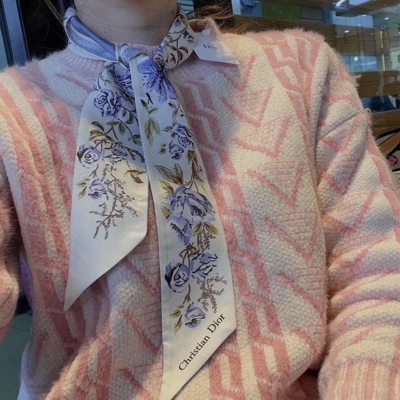 Dior Mitzah Twill Granville Motif Silk White Blue ModernLook 9846