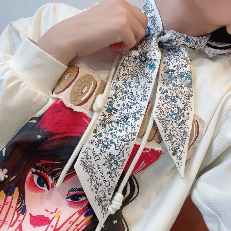 Dior Mitzah Twill In Butterfly Around the World Motif Silk Blue Comfortable 6095