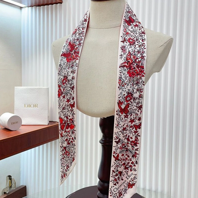 Dior Mitzah Twill In Butterfly Around the World Motif Silk Red GoodFit 2709