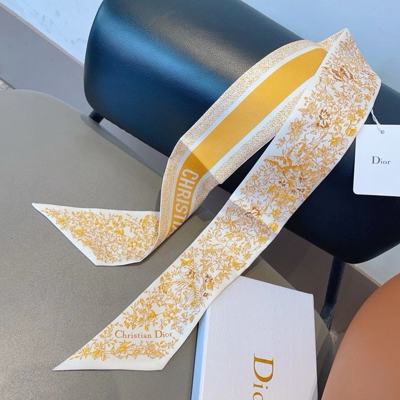 Dior Mitzah Twill In Butterfly Around the World Motif Silk Yellow ModernLook 4892