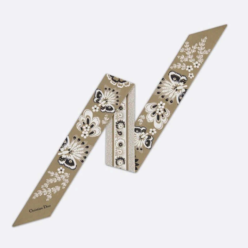 Dior Mitzah Twill In Butterfly Bandana Motif Silk Beige StreetReady 7244