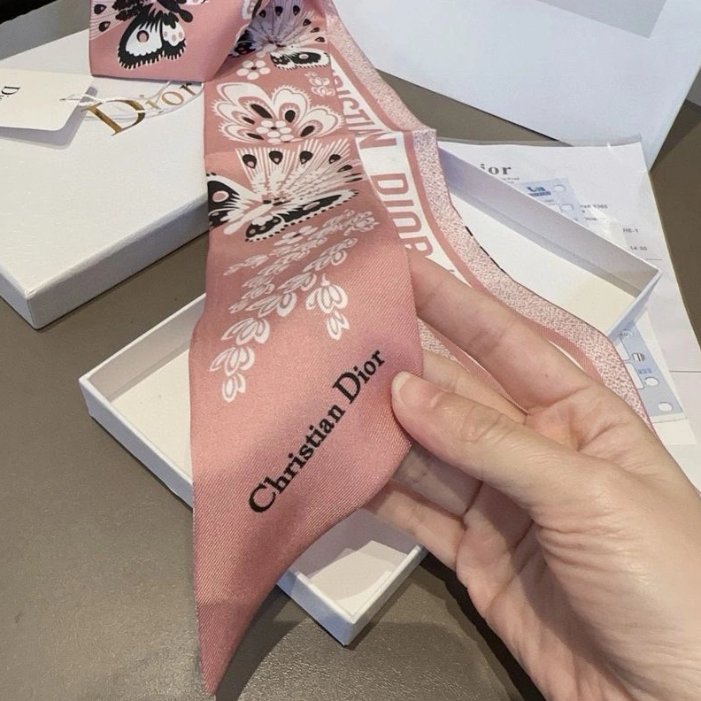 Dior Mitzah Twill In Butterfly Bandana Motif Silk Pink Popular 765