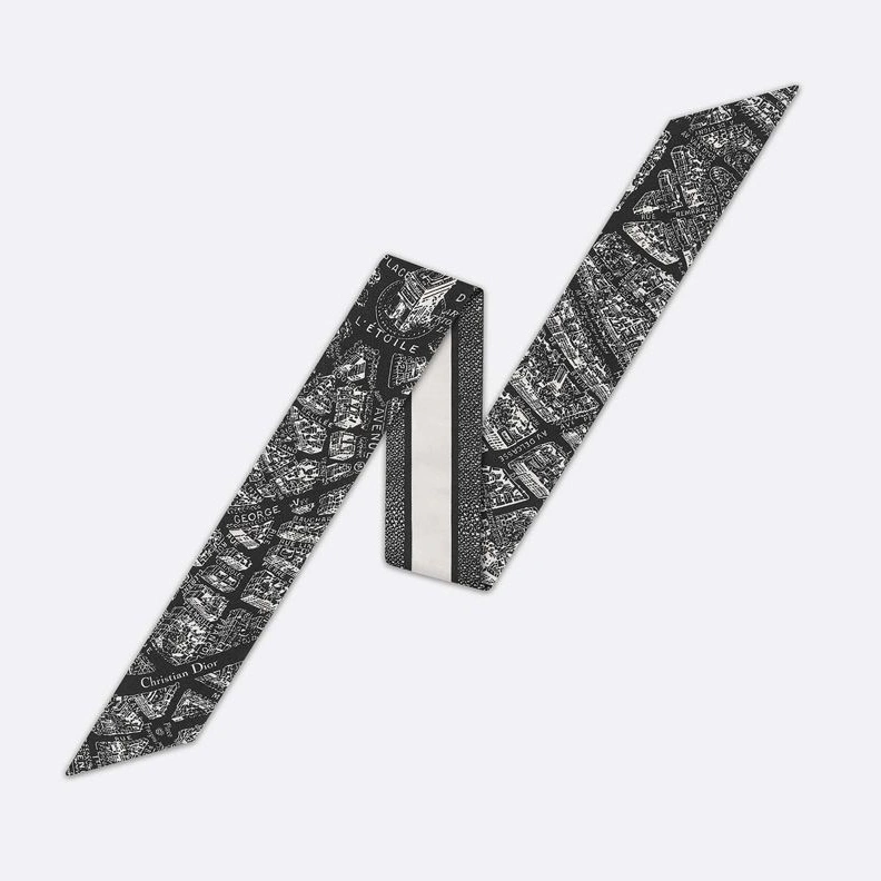 Dior Mitzah Twill In Plan de Paris Motif Silk Black NewStyle 9298