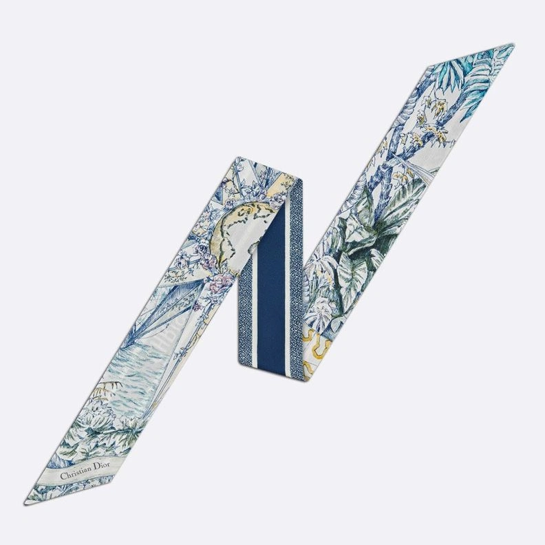 Dior Mitzah Twill In Reve d'Infini Motif Silk Blue Trendy 3383