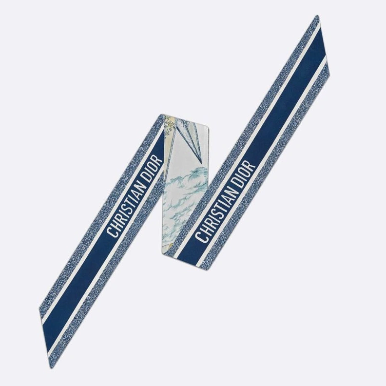 Dior Mitzah Twill In Reve d'Infini Motif Silk Blue Trendy 3383