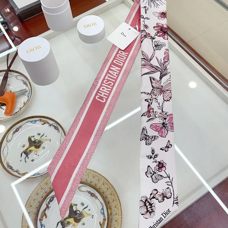 Dior Mitzah Twill In Toile de Jouy Mexico Motif Silk White Pink NewStyle 734