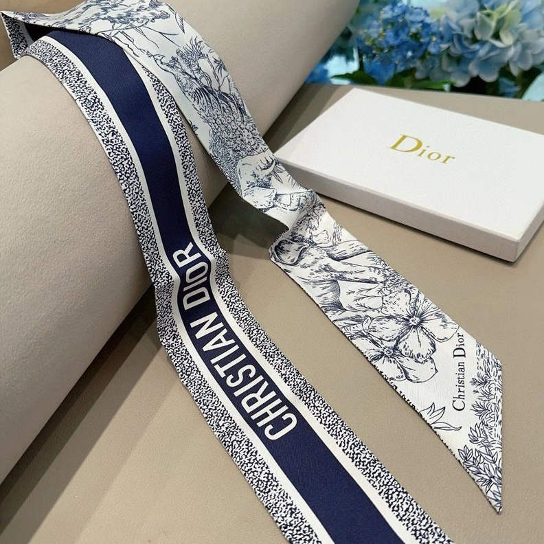 Dior Mitzah Twill In Toile de Jouy Voyage Motif Silk Blue AllSeason 8505