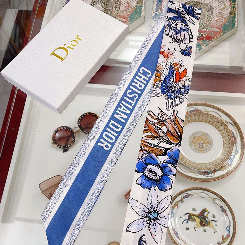 Dior Mitzah Twill Le Jugement Motif Silk Blue Comfortable 4303