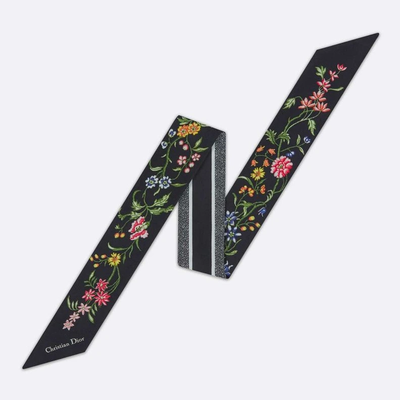 Dior Mitzah Twill Petites Fleurs Motif Silk Black SportInspired 4583