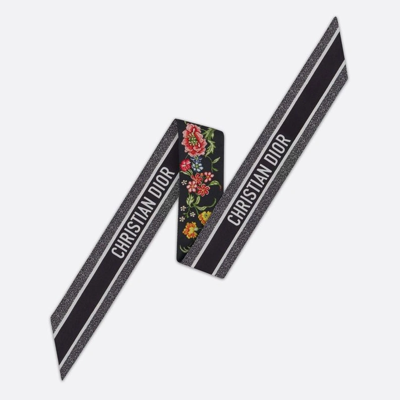 Dior Mitzah Twill Petites Fleurs Motif Silk Black SportInspired 4583