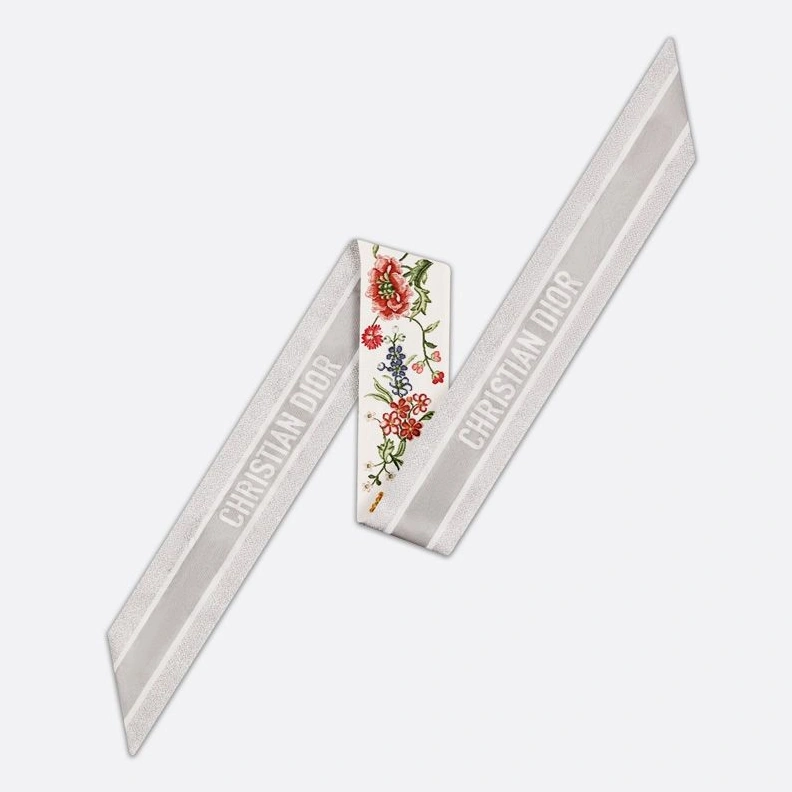 Dior Mitzah Twill Petites Fleurs Motif Silk White WellDesigned 2610