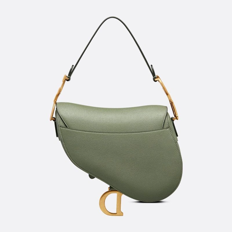 Dior Saddle Bag with Strap In Grained Calfskin Green Popular 8624