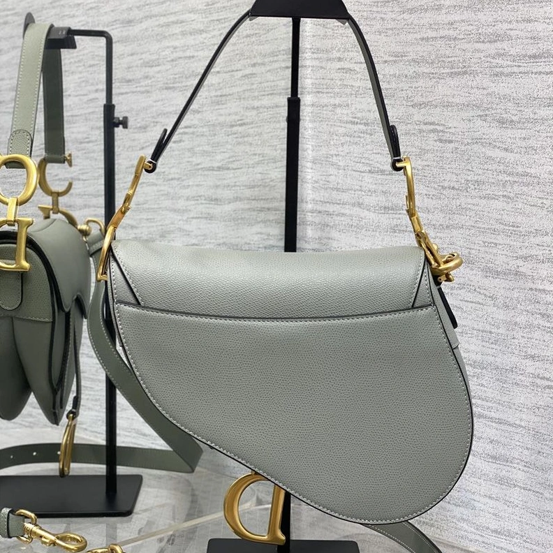 Dior Saddle Bag with Strap In Grained Calfskin Grey Popular 9307