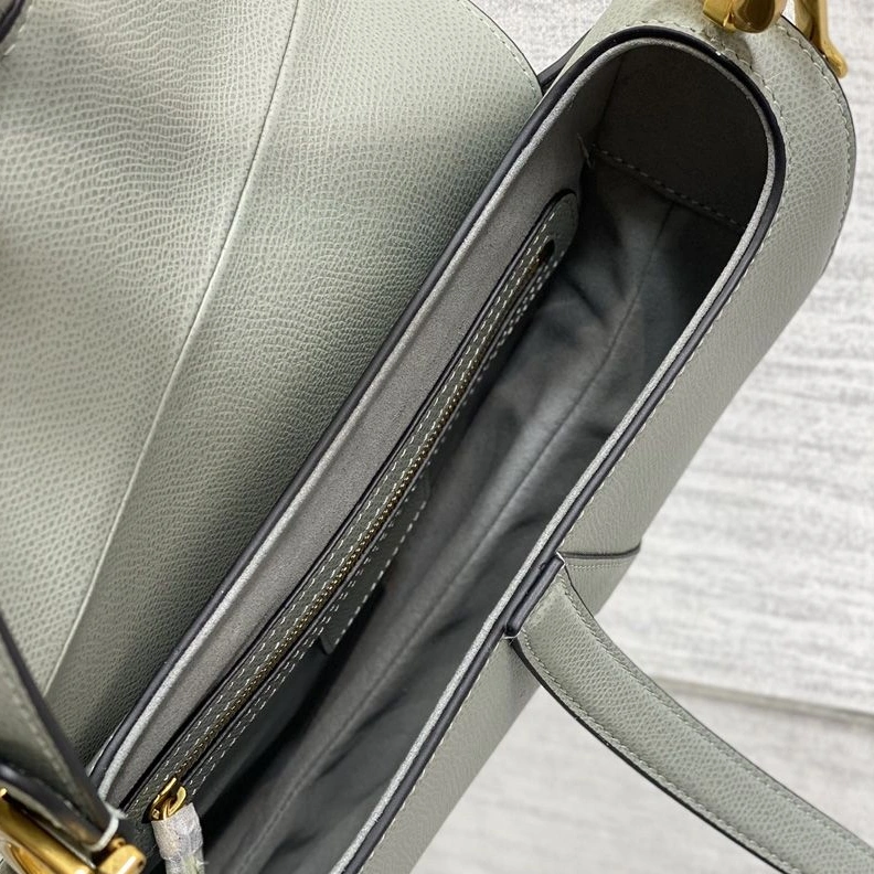Dior Saddle Bag with Strap In Grained Calfskin Grey Popular 9307