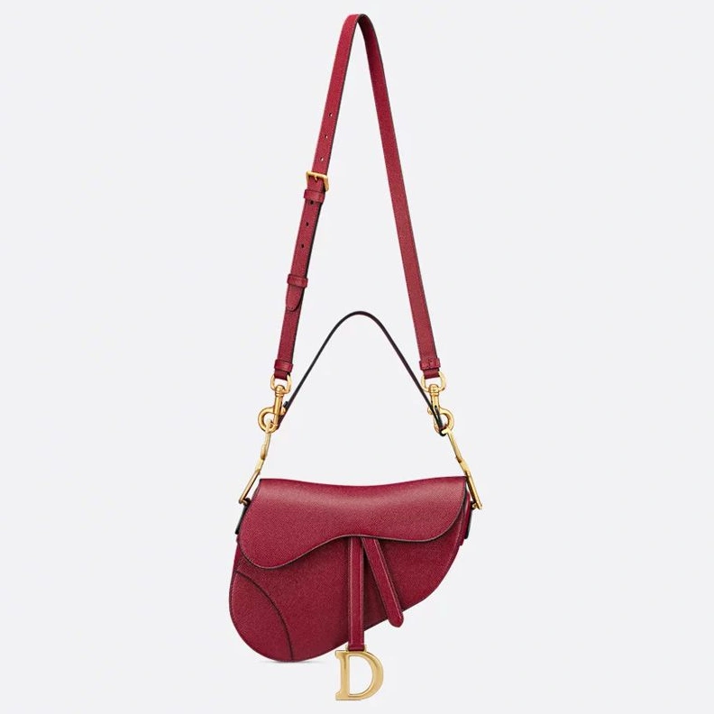 Dior Saddle Bag with Strap In Grained Calfskin Red SportInspired 9179