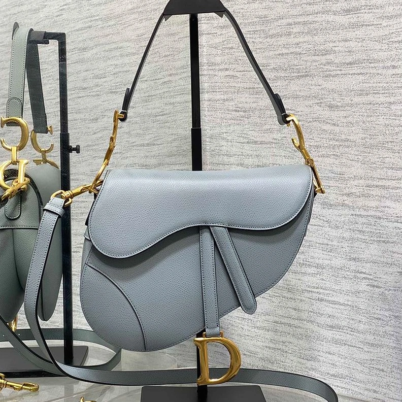 Dior Saddle Bag with Strap In Grained Calfskin Sky Blue GoodFit 4337