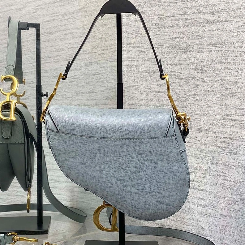 Dior Saddle Bag with Strap In Grained Calfskin Sky Blue GoodFit 4337