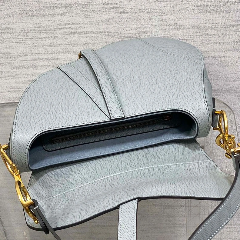 Dior Saddle Bag with Strap In Grained Calfskin Sky Blue GoodFit 4337