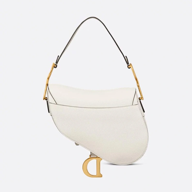 Dior Saddle Bag with Strap In Grained Calfskin White WellDesigned 4494