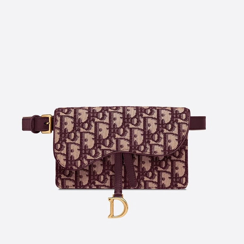 Dior Saddle Belt Pouch In Oblique Motif Canvas Burgundy EasyMatch 9342