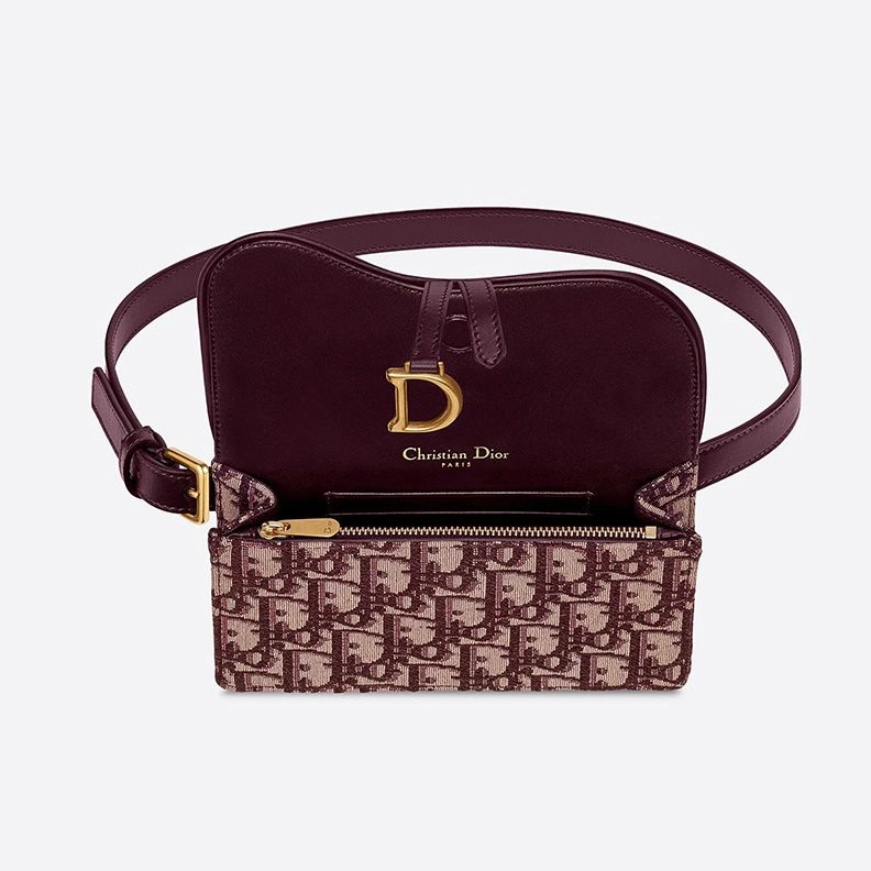 Dior Saddle Belt Pouch In Oblique Motif Canvas Burgundy EasyMatch 9342