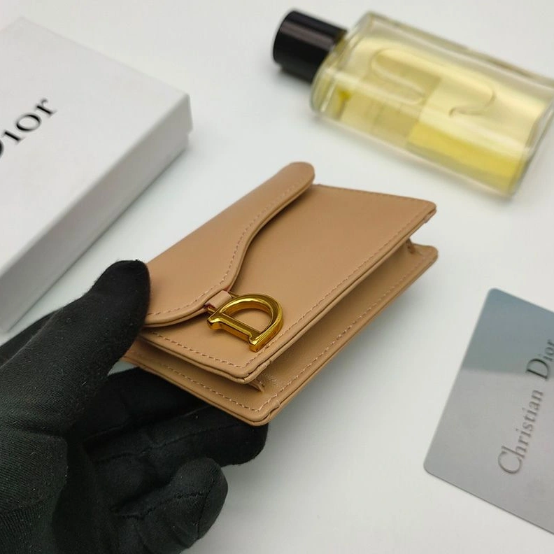 Dior Saddle Bloom Card Holder In Goatskin Khaki Fashionable 7744
