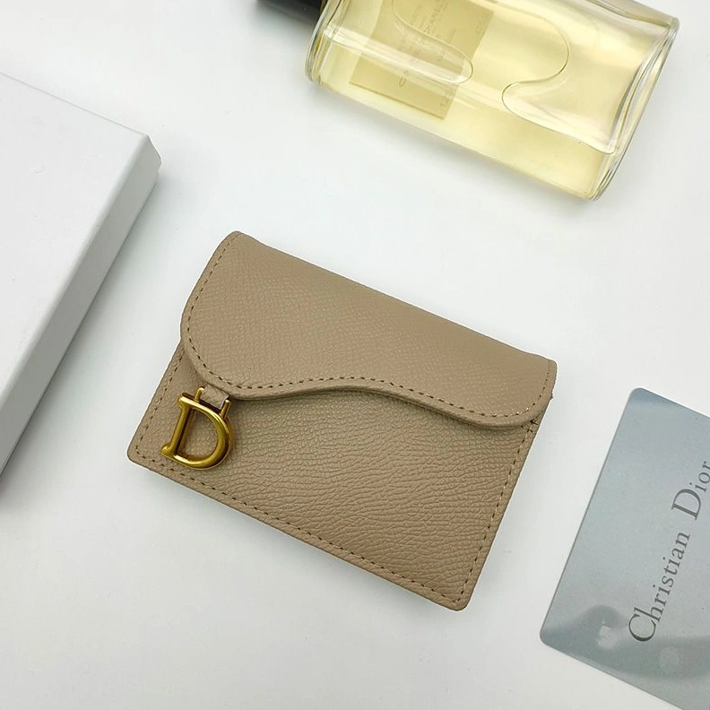 Dior Saddle Bloom Card Holder In Grained Calfskin Khaki HighQuality 8399
