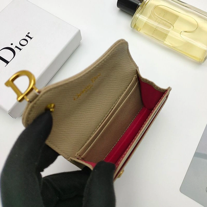 Dior Saddle Bloom Card Holder In Grained Calfskin Khaki HighQuality 8399