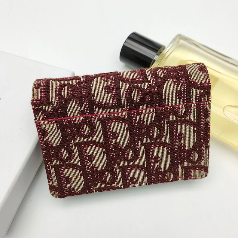 Dior Saddle Bloom Card Holder In Oblique Motif Canvas Burgundy EasyMatch 8183