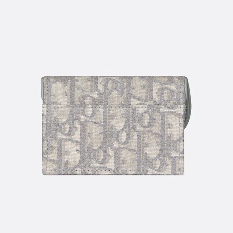 Dior Saddle Bloom Card Holder In Oblique Motif Canvas Grey Trendy 3982