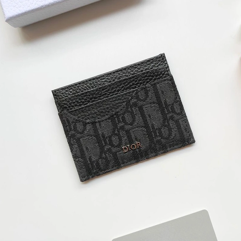 Dior Saddle Contour Card Holder Oblique Motif Canvas Black Affordable 4355