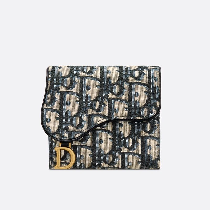 Dior Saddle Lotus Wallet In Oblique Motif Canvas Blue NewStyle 4417