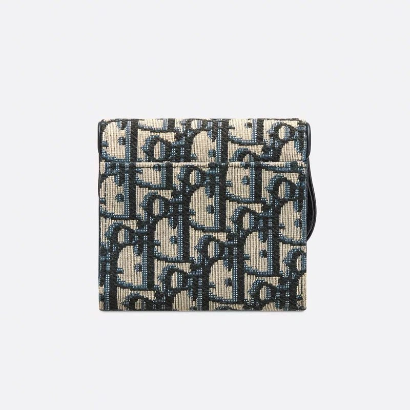 Dior Saddle Lotus Wallet In Oblique Motif Canvas Blue NewStyle 4417
